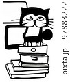 Illustration of cat with loptop 97883222