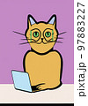 Illustration of cat with loptop 97883227