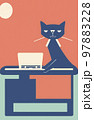 Illustration of cat with loptop 97883228