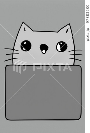 Illustration of cat with loptop 97883230