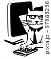 Illustration of cat with loptop 97883236