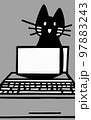 Illustration of cat with loptop 97883243