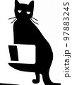 Illustration of cat with loptop 97883245