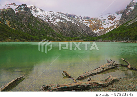Laguna Esmeralda, Emerald lake near Ushuaia, Tierra Del fuego, Argentina Laguna Esmeralda, Emerald lake near Ushuaia, Tierra Del fuego, Argentina 97883248