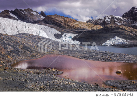 Pastoruri Glacier in Cordillera Blanca, snowcapped Andes, Ancash, Peru 97883942