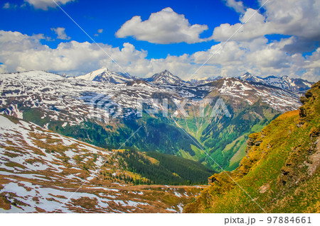 Tyrol Stubnerkogel alps above Bad Gastein and Hohe Tauern range, Austria Tyrol Stubnerkogel alps above Bad Gastein and Hohe Tauern range, Austria 97884661