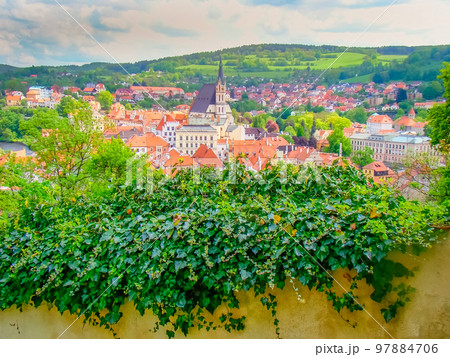 Cesky Krumlov old town, medieval city in Bohemia, Czech Republic Cesky Krumlov old town, medieval city in Bohemia, Czech Republic 97884706