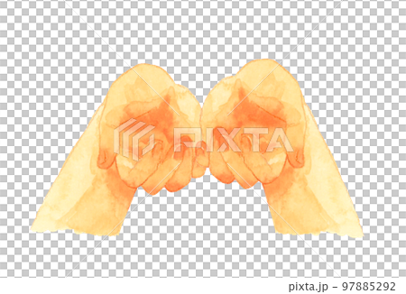 Scoop with both hands Hand drawn watercolor illustration material 97885292