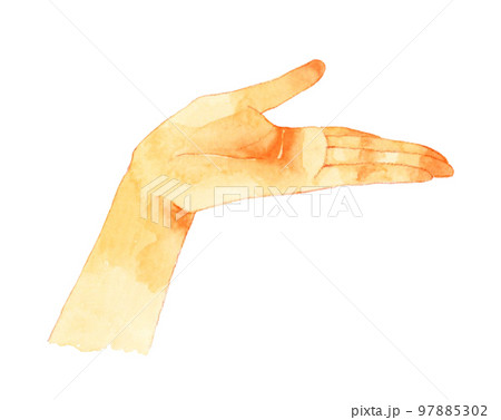 手のひらを上に向ける 手描き水彩イラスト素材 手のひらを上に向ける 手描き水彩イラスト素材 97885302