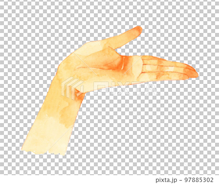 手のひらを上に向ける 手描き水彩イラスト素材 手のひらを上に向ける 手描き水彩イラスト素材 97885302