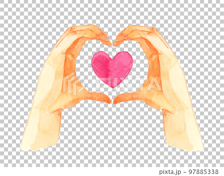 用手指做一顆心(心形) 人的手手繪水彩插畫素材 用手指做一顆心(心形) 人的手手繪水彩插畫素材 97885338