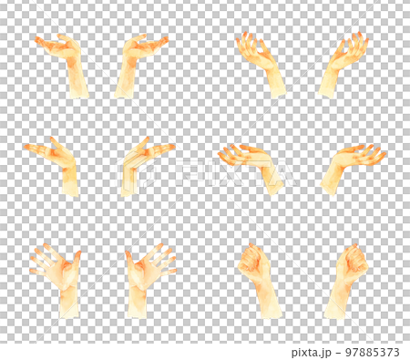 雙手舉起一組姿勢手繪水彩插畫素材合集 雙手舉起一組姿勢手繪水彩插畫素材合集 97885373