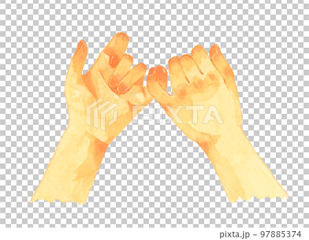指切りで約束をする手　手描き水彩イラスト素材 97885374