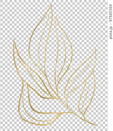 Golden outlines botanical sparkling leaves illustration, wedding design single element Golden outlines botanical sparkling leaves illustration, wedding design single element 97885569