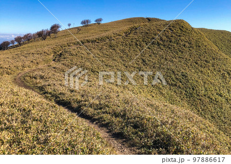 滋賀県の石榑峠からの鈴鹿山脈の竜ヶ岳登山:石榑峠から竜ヶ岳頂上までの稜線 滋賀県の石榑峠からの鈴鹿山脈の竜ヶ岳登山:石榑峠から竜ヶ岳頂上までの稜線 97886617