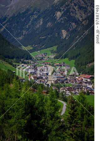 Famous village of Soelden in Austria - a popular winter sports area 97887463
