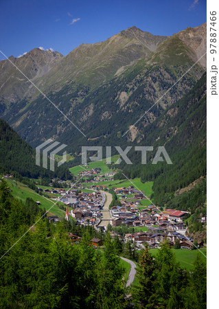 Famous village of Soelden in Austria - a popular winter sports area 97887466