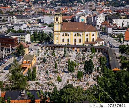 Cathedral and cemetery the city of Innsbruck in Austria 97887641
