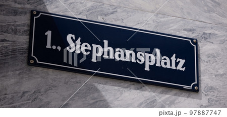 Street sign Stephansplatz in the city of Vienna Street sign Stephansplatz in the city of Vienna 97887747