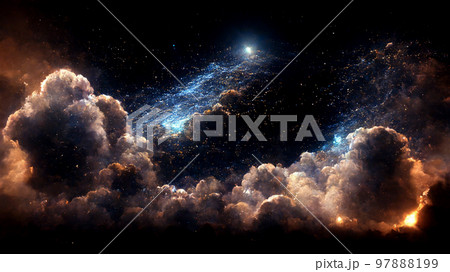 Space and glowing nebula background.  3d Illustration. 97888199