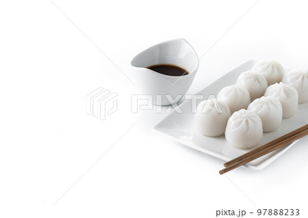 Steamed dumplings isolated on white background Steamed dumplings isolated on white background 97888233