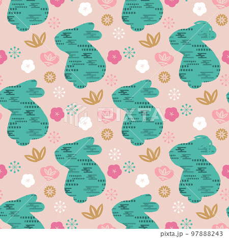 2023  Japanese new year rabbit pattern 2 97888243