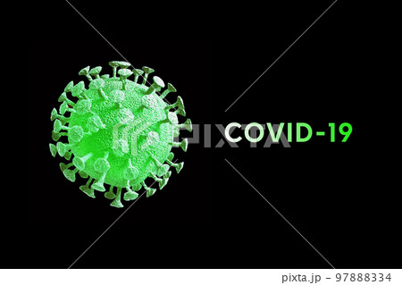 Coronavirus COVID-19 or 2019-nCov novel coronavirus concept resposible for asian flu outbreak and coronaviruses influenza as dangerous flu strain cases as a pandemic. Microscope virus close up 97888334