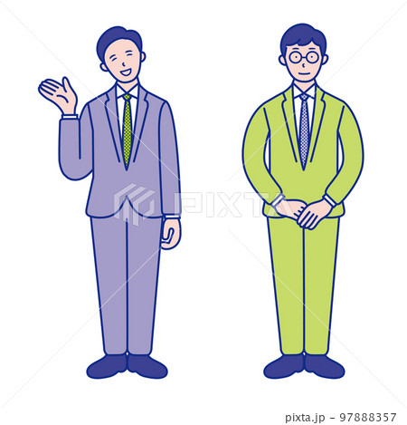 案内をする20代〜40代男性ビジネスマンの全身イラスト素材【セット】 案内をする20代〜40代男性ビジネスマンの全身イラスト素材【セット】 97888357