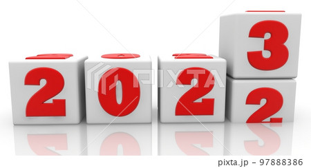 2022 and 2023 new year concept on white toy blocks 2022 and 2023 new year concept on white toy blocks 97888386