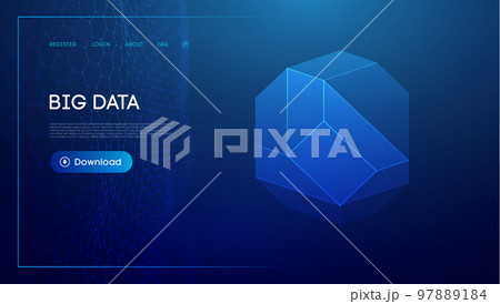 Technology sphere 3d. Blue big data background. Wireframe mesh protect globe. Technology sphere 3d. Blue big data background. Wireframe mesh protect globe. 97889184