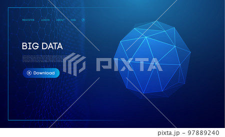 Abstract low poly sphere digital network background. Geometric futuristic blue tecgnology background. Low poly wire frame vector design. Abstract low poly sphere digital network background. Geometric futuristic blue tecgnology background. Low poly wire frame vector design. 97889240