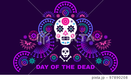 Dia de Los Muertos, Day of the Dead or Halloween greeting card 97890208