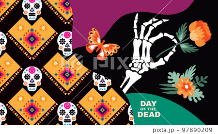 Dia de Los Muertos, Day of the Dead or Halloween greeting card 97890209