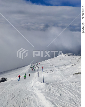 ski resort slope above the clouds slovakia tatras mountains 97890846