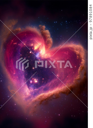 Heart shaped nebula. Heart galaxy. Astrological symbol of love Stock  Illustration