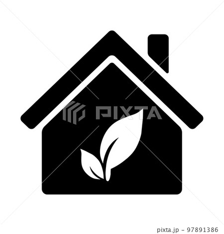 House with plant icon in black House with plant icon in black 97891386