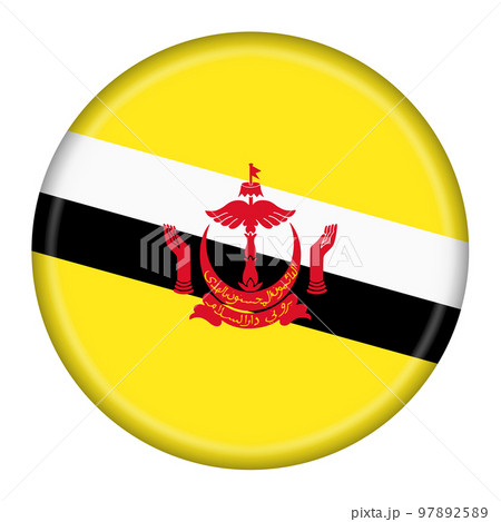 Brunei button flag 3d illustration with clipping path Brunei button flag 3d illustration with clipping path 97892589