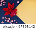 creative background in japanese or chinese style with paper goldfish and sakura flowers, happy lunar new year 97893142
