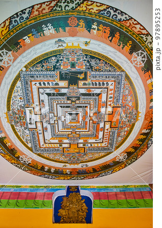 Chorten interior ceiling artwork of Tibetan Mongolian Buddhist Chorten interior ceiling artwork of Tibetan Mongolian Buddhist 97895253