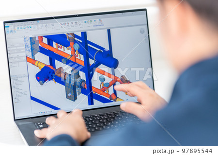 三次元CAD 立体的 3DCG 建築設備設計 温水監視制御モジュール ビジネスマン 三次元CAD 立体的 3DCG 建築設備設計 温水監視制御モジュール ビジネスマン 97895544