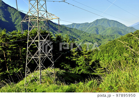 道志山塊の赤鞍ヶ岳　赤鞍ヶ岳・大栗コースより望む鳥ノ胸山 97895950