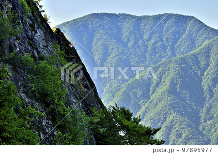 道志山塊の赤鞍ヶ岳　ウバガ岩より大室山を望む 97895977