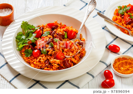 jollof rice with red beans, tomato, spices jollof rice with red beans, tomato, spices 97896094