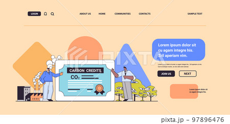 businesspeople signing carbon credits certificate document responsibility of co2 emission free trading carbon tax credit businesspeople signing carbon credits certificate document responsibility of co2 emission free trading carbon tax credit 97896476
