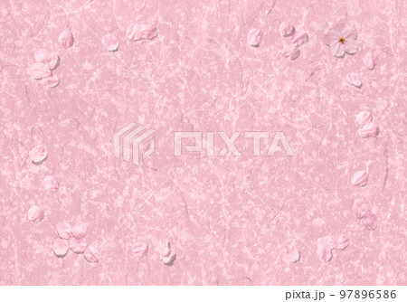 砂子雲龍の模様がきれいな桜色和紙と、舞い散る桜の花 砂子雲龍の模様がきれいな桜色和紙と、舞い散る桜の花 97896586