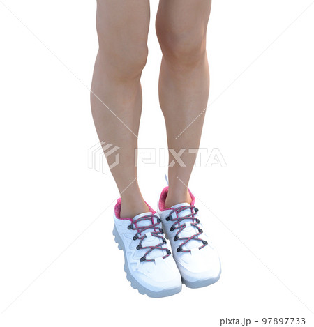 スニーカーを履いた足　perming3DCGイラスト素材 97897733