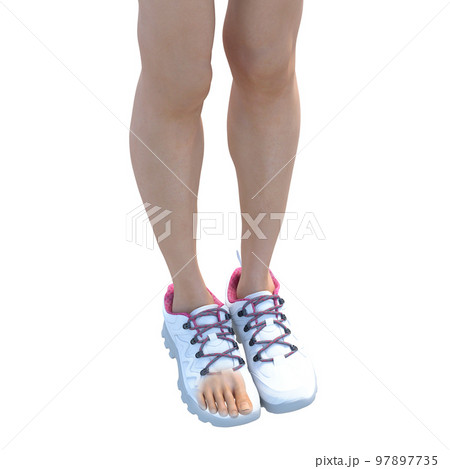 スニーカーを履いた足（靴の中）　perming3DCGイラスト素材 97897735