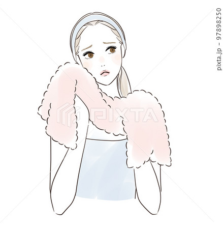 タオルで顔を拭く女性　困る・悩む 97898250