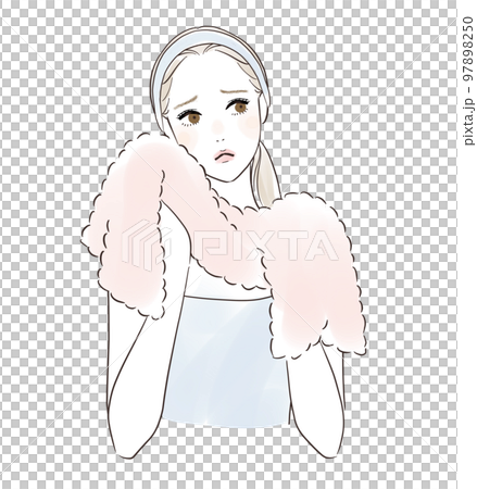 タオルで顔を拭く女性　困る・悩む 97898250