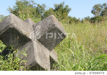 越辺川の川原に置かれていたテトラポッド 越辺川の川原に置かれていたテトラポッド 97898979